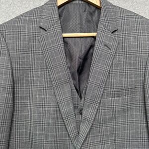 Linea Uomo Mens Grey Glen Plaid 3-Piece Performance Suit 38 Long 32 Waist Wool